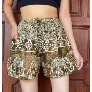 ภาพขนาดย่อของสินค้ากางเกงขาสั้น กางเกงลายช้าง ใส่ได้ทั้งชาย/หญิง for Women and Men Elephant pants Thai pants Shorts Short Pant