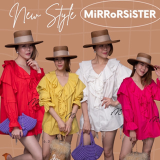 🔖ป้าย Mirrorsister 20216.3 เสื้อทรงเกาหลีเกาใจน่ารัก คอวีระบายตัวYซ้อน2ชั้น
