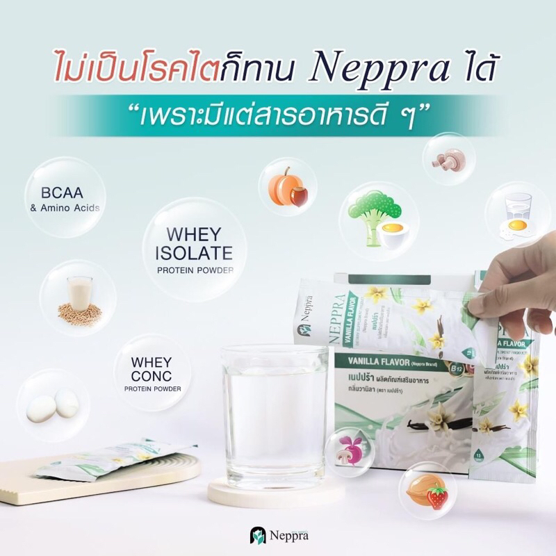 neppraโปรตีนนมไข่ขาวสำหรับผู้ป่วยโรคไต-ผู้สูงอายุและบุคคลทั่วไป