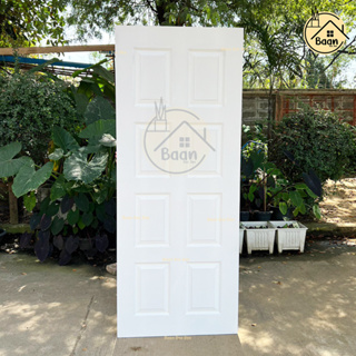 พร้อมส่ง ประตูไม้อัด HDF รุ่น 8 ฟัก บานเดี่ยว ขนาด 80x200 ซม. ประตูถูก ประตูไม้จริง ประตูบ้าน พร้อมส่งจากไทย