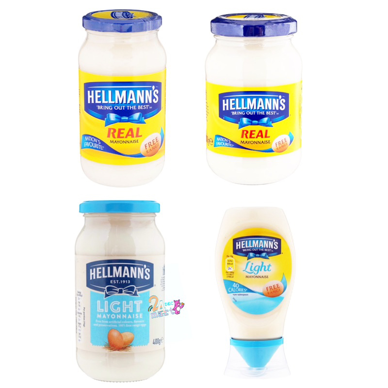 hellmann-s-real-mayonnaise-มายองเนส-เข้มข้น-light-mayonnaise-เฮลแมนส์-มายองเนส-สูตรไลท์-topping-dipping-hellman