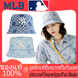 จัดส่งที่รวดเร็ว，แท้100% MLB หมวกบักเก็ต monogram NY หมวก