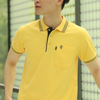 ภาพขนาดย่อของสินค้าPOLOLAND เสื้อโปโลชายทรงตรง รุ่นไลน์ - สีเหลือง (+3 สี)
