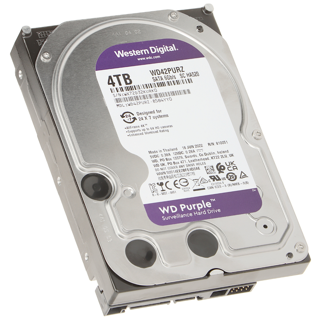 ภาพสินค้าWD Purple 4TB 3.5" Harddisk for CCTV - WD42PURZ ( สีม่วง ) (by SYNNEX) จากร้าน dk.computer007 บน Shopee ภาพที่ 2