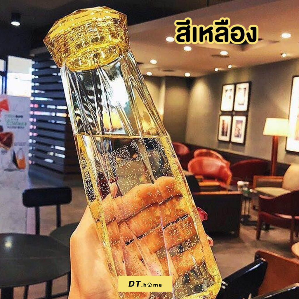 แก้วน้ำคริสตัลมีฝาปิด-ความจุ450-ml-ขนาดพกพาง่ายไม่หนักมีหูหิ้ว