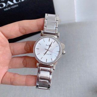 (ผ่อน0%) นาฬิกา COACH MADISON CRYSTAL WATCH   หน้าปัดล้อมคริสตัล สายสแตนเลสสีเงิน หน้าปัดกลม ล้อมคริสตัล 34 MM. 14503577