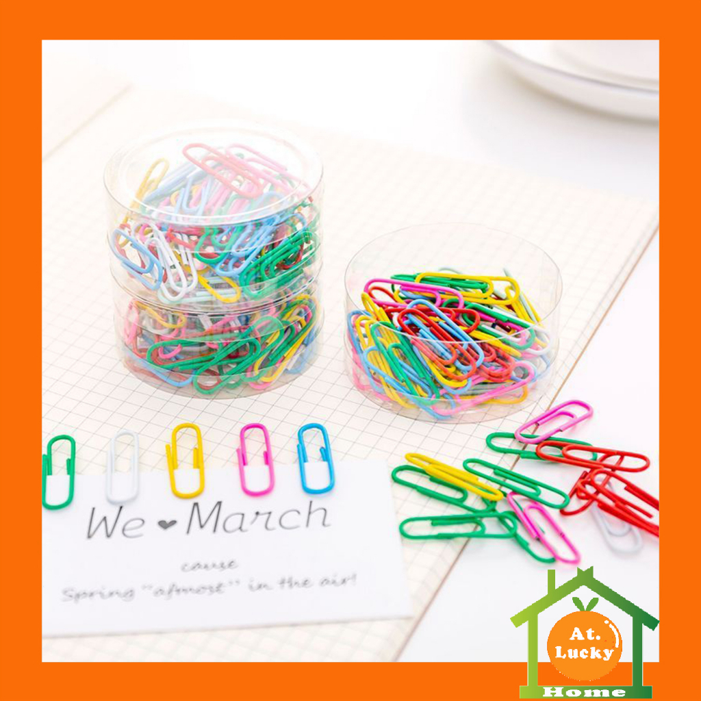 at-luckyhome-คลิปหนีบกระดาษ-คลิปหนีบ-ลวดเสียบกระดาษ-2-แบบ-สีเงิน-คละสี