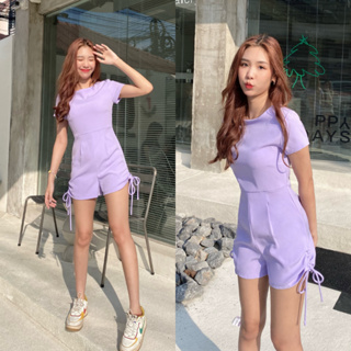 Everydays Look จั๊มสูท ขาสั้น ชุดใส่เที่ยว รุ่น ChaCha Jumpsuit - สี Blueberry Yogurt