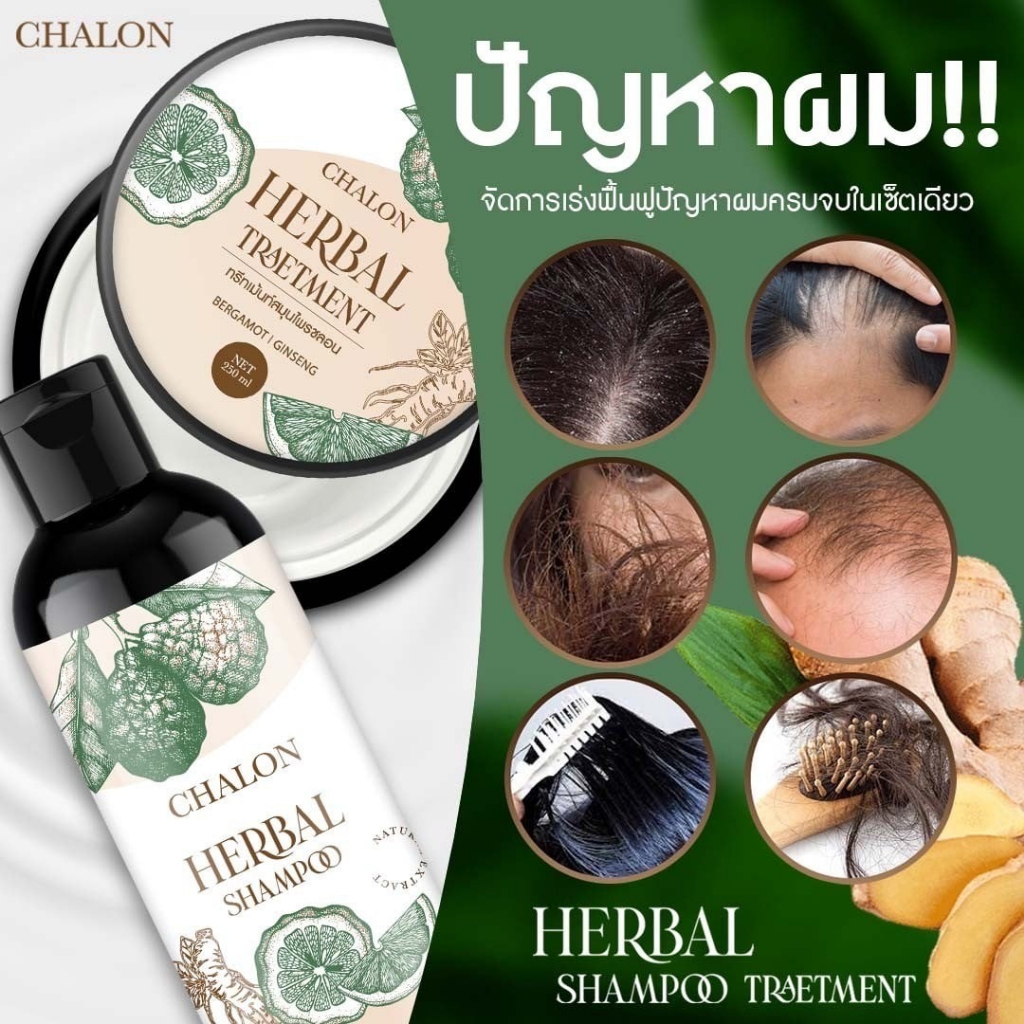 ลดผมร่วง-เเพ็คคู่-chalon-herbal-แชมพู-amp-ทรีทเม้นท์-สูตรมะกรูด-โสม