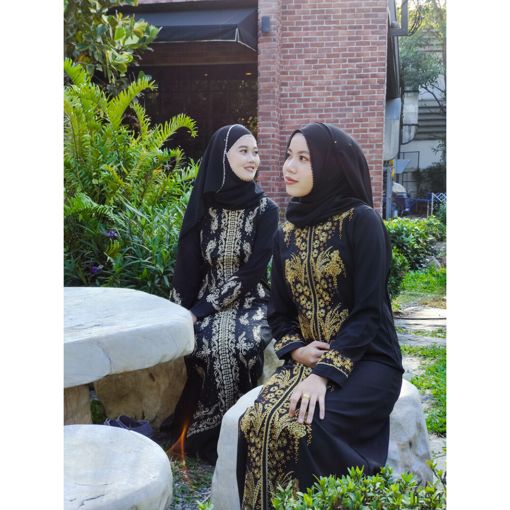 il54-อาบายาสีดำ-งานนำเข้าจากอินโดนีเซีย-ชุดเดรส-มุสลิม-อิสลาม-เสื้อผ้าผู้หญิงมุสลิม-ชุดออกงาน-ชุดรายอ-ฮิยาบ