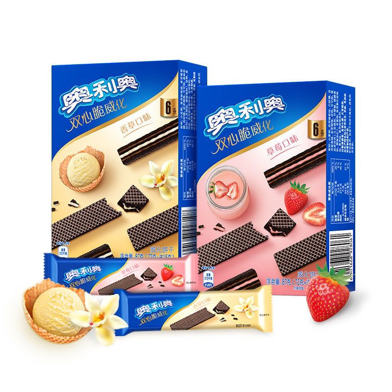 พร้อมส่ง-โอริโอ้เวเฟอร์แท่ง-สอดไส้วนิลา-และสตอเบอร์รี่-oreo-wafer-โอรีโอ-นำเข้าจากต่างประเทศ