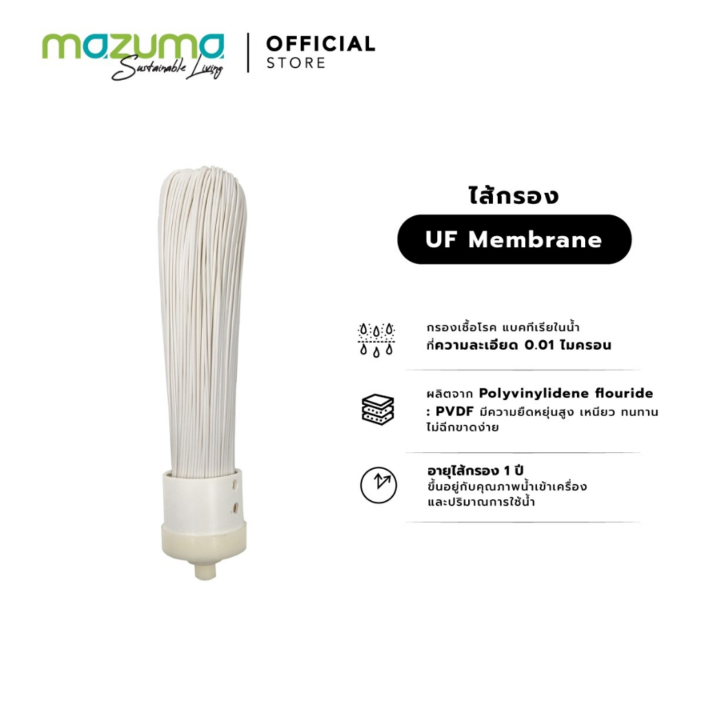 ราคาและรีวิวMazuma ไส้กรอง UF Membrane ความละเอียดในการกรอง 0.01 ไมครอน