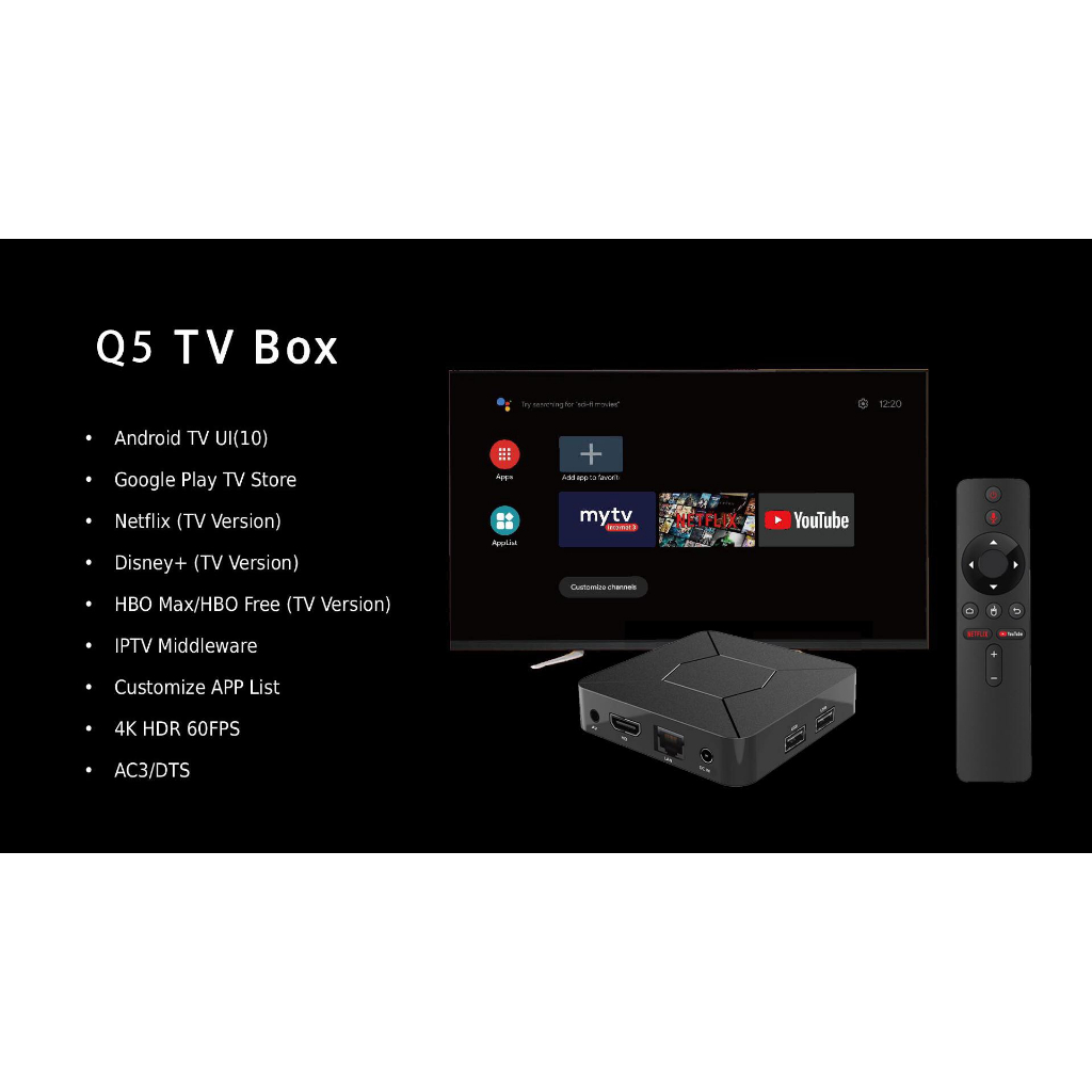 ad0077ฟรีเมาส์ไร้สาย-กล่อง-android-tv-box-รุ่นq5-ฟรีแอพ-แรม-2gb-8gb-wifi-5g-bluetooth-cpu-h313-android-10-รองรับlan100m