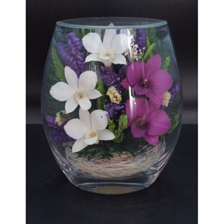 ดอกไม้อบแห้งในแก้ว Dried Flower in Glass EH model แก้วอิลิทสูง
