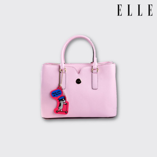 ELLE BAG | กระเป๋าสะพายข้าง หนังแท้ ดีไซน์ปากกระเป๋าโค้งมล มีหลายช่อง Logo ELLE ทรงกลมโลหะสีทอง รุ่น SOLEDAD | EWH572