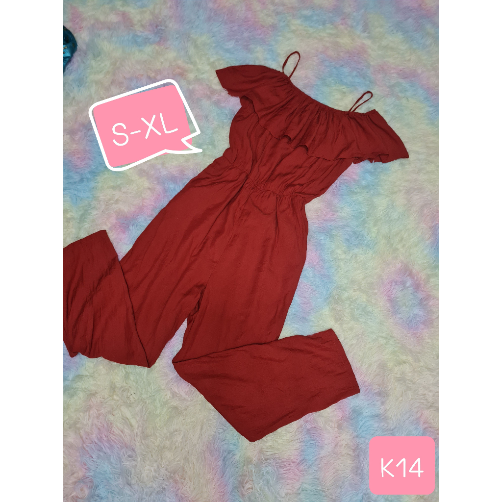 used-j-shop-s-xl-จั๊มสูท-จั๊มยาว-maxi-jumpsuit-จั๊มสีแดงขายาว