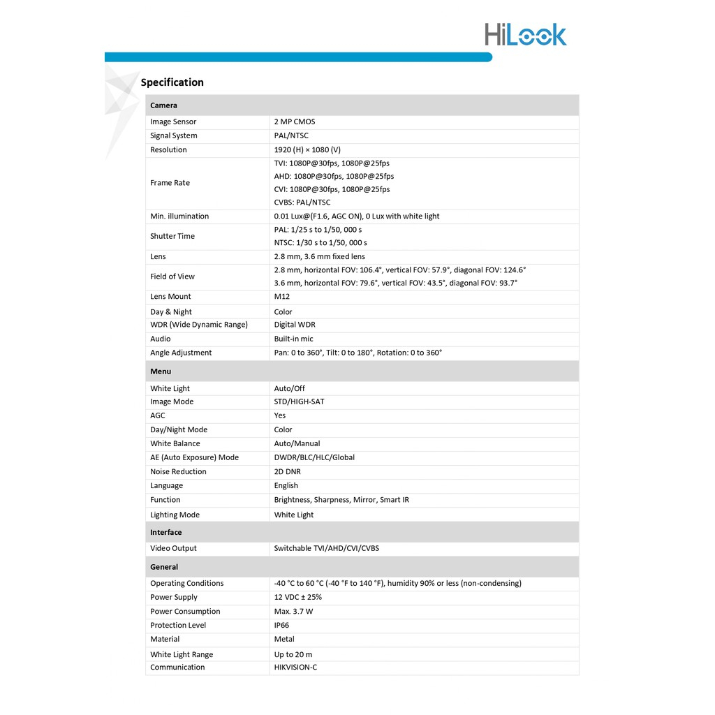 hilook-กล้องวงจรปิด-2mp-full-color-มีไมค์ในตัว-รุ่น-thc-b127-ms-เลนส์-3-6mm-adapter-adaptor