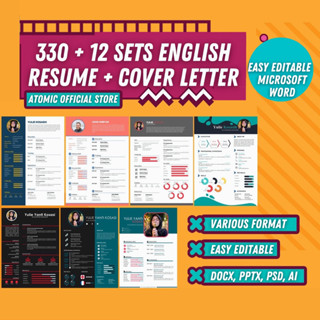 330+12 Sets Premium Resume Template Bundle with CV and Cover Letter [Format Microsoft Word/ PowerPoint/ Psd/ Ai]