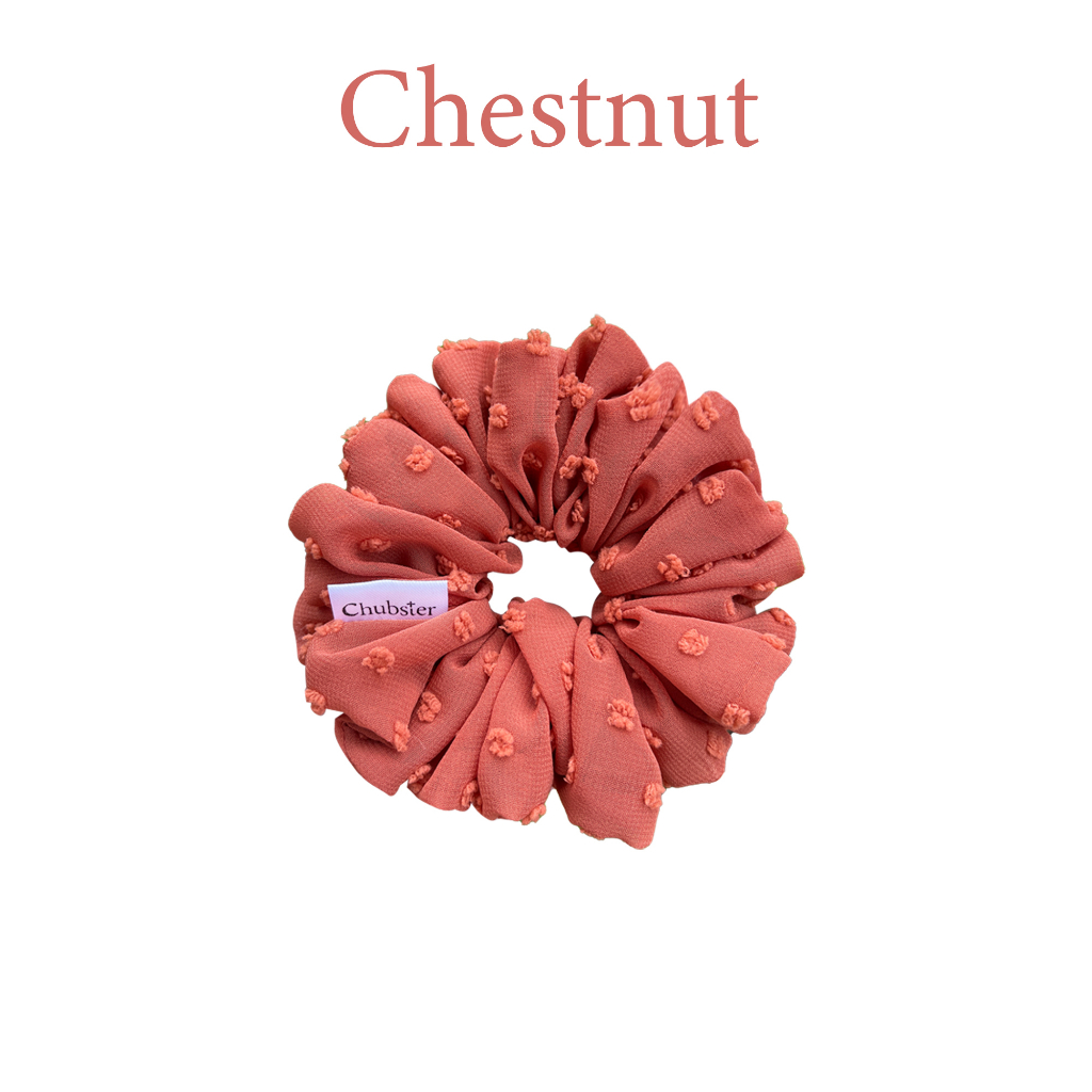 chestnut-12cm-ยางรัดผมผ้าชีฟองจุด-รุ่น-candy-scrunchies-ยางมัดผม-ยางรัดผมโดนัท