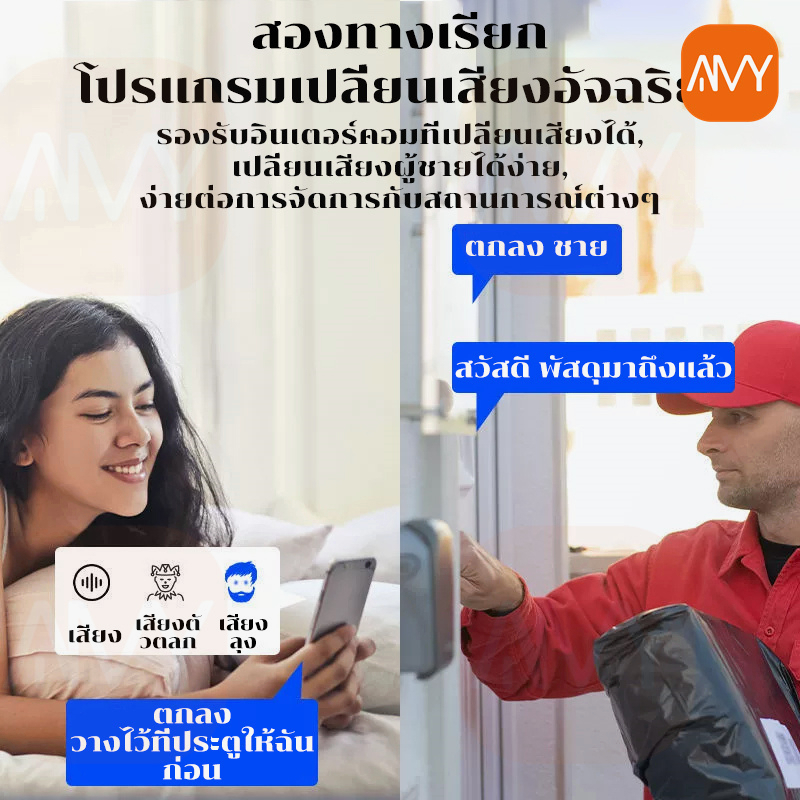 amy-mall-กริ่งประตูไร้สาย-ออดสมาร์ท-wifi-hd-กริ่งประตู-ir-night-vision-รีโมทโฮมอินเตอร์คอม-smart-wifi-video-doorbell