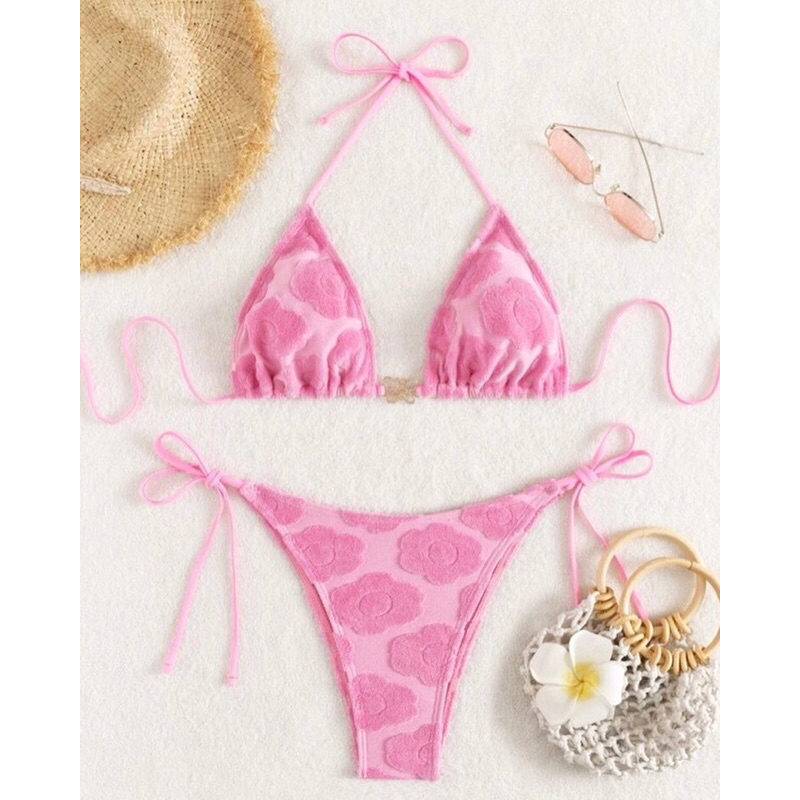 super-pink-floral-set-ทูพีชสีชมพูกำมะหยี่ลายดอกไม้แบบ