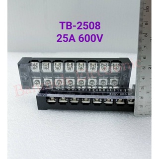 (แพ็ค1ตัว) เทอร์มินอล TB-2508 25A600V TERMINAL 8ช่องใช้สำหรับต่อสายไฟหรือจุดต่อสายไฟ