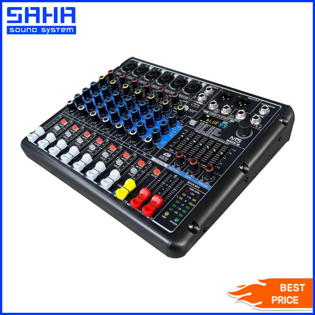 NTS SMK8 มิกเซอร์ 8 ช่อง เอฟเฟ็คแท้ มีบลูทูธ (6โมโน+1ST+FX/USB/BT ...