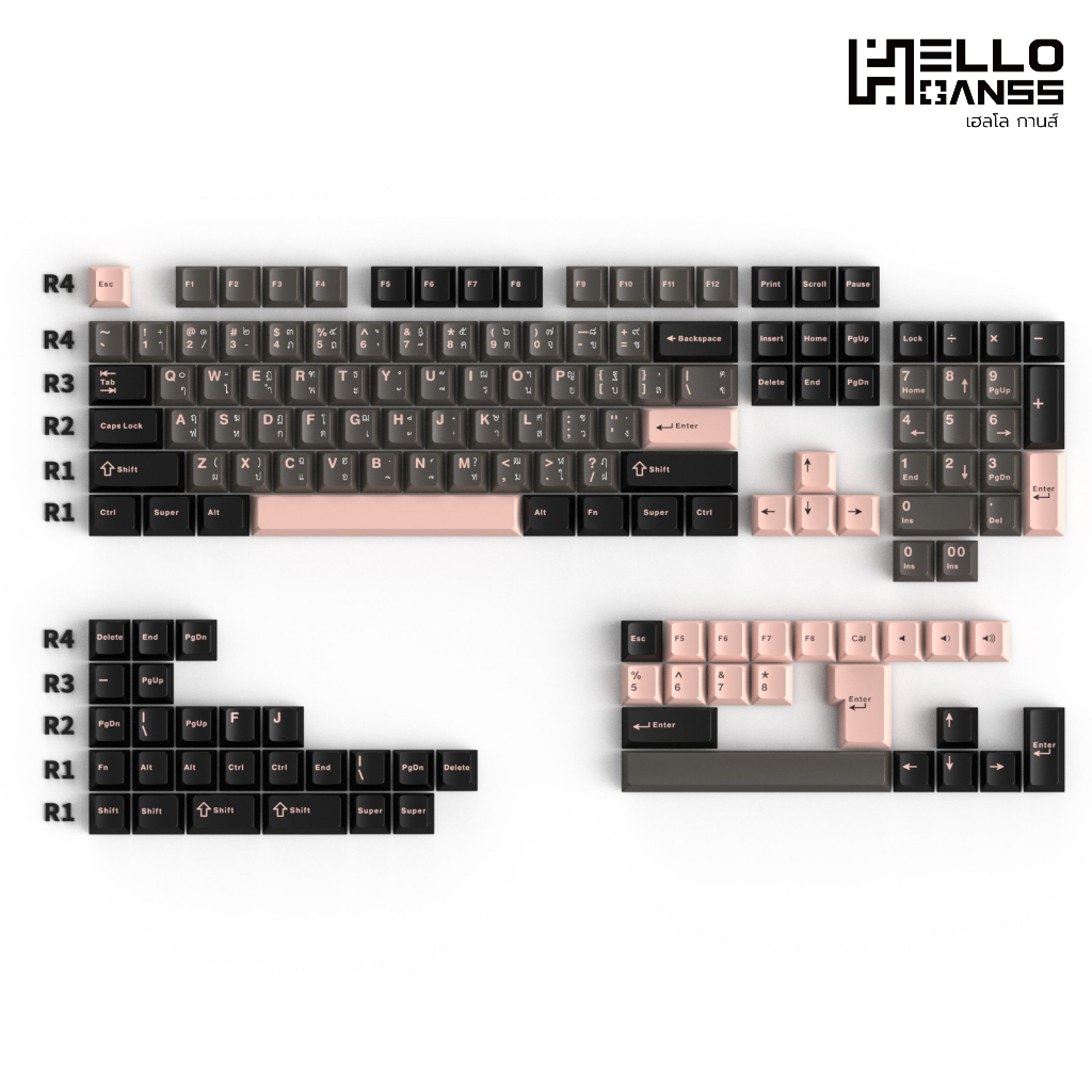 โค้ด-30wow11-ลด200-keycap-hello-ganss-keycap-คีย์แคปภาษาไทย-premium-pbt-double-shot-cherry-profile-helloganss