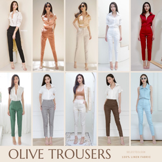 สินค้า SelectedLook Olive Trousers กางเกงลินินแท้ ขาเดฟ