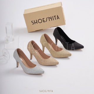 สินค้า ✨New✨ รองเท้าคัทชู ส้นสูง 3 นิ้ว กริตเตอร์  SHOESNITA พร้อมส่ง
