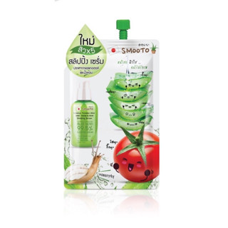 (1ซอง) Smooto Tomato Aloe Snail White &amp; Acne Sleeping Serum สมูทโตะ อโล สเนล ไวท์ &amp; แอคเน่ สลิปปิ้ง เซรั่ม 10กรัม