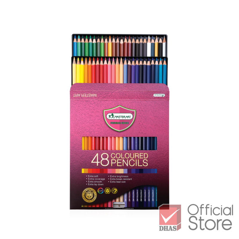 ภาพหน้าปกสินค้าMaster Art สีไม้ ดินสอสีไม้ แท่งยาว 48 สี รุ่นใหม่ จำนวน 1 กล่อง