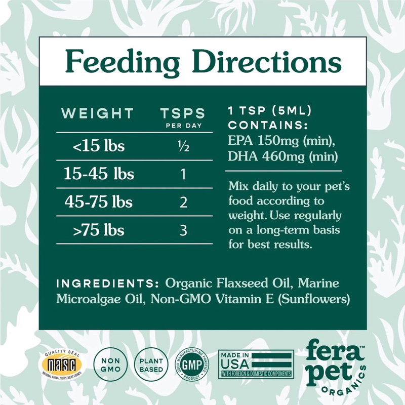 อาหารเสริมสุนัข-fera-plant-based-omega-3s-marine-algae-flaxseed-oil-ขนาด-236-5-ml