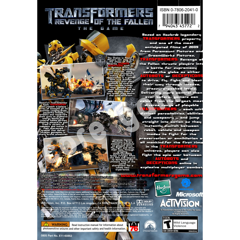 transformers-revenge-of-the-fallen-the-game-แผ่นและแฟลชไดร์ฟ-เกมส์-คอมพิวเตอร์-pc-และ-โน๊ตบุ๊ค