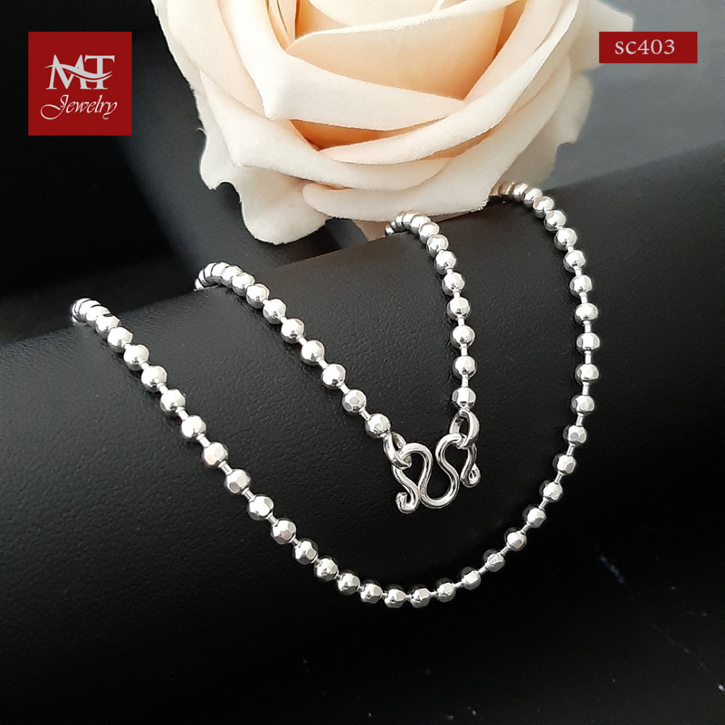 MT สร้อยคอเงินแท้ บอลตัด งานไทย หนา 3 มม ยาว 18 20 22 24 26 นิ้ว Chain ...
