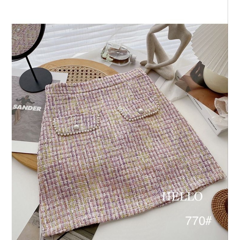tweed-skirt-กระโปรงผ้าทวิสซับในกางเกง