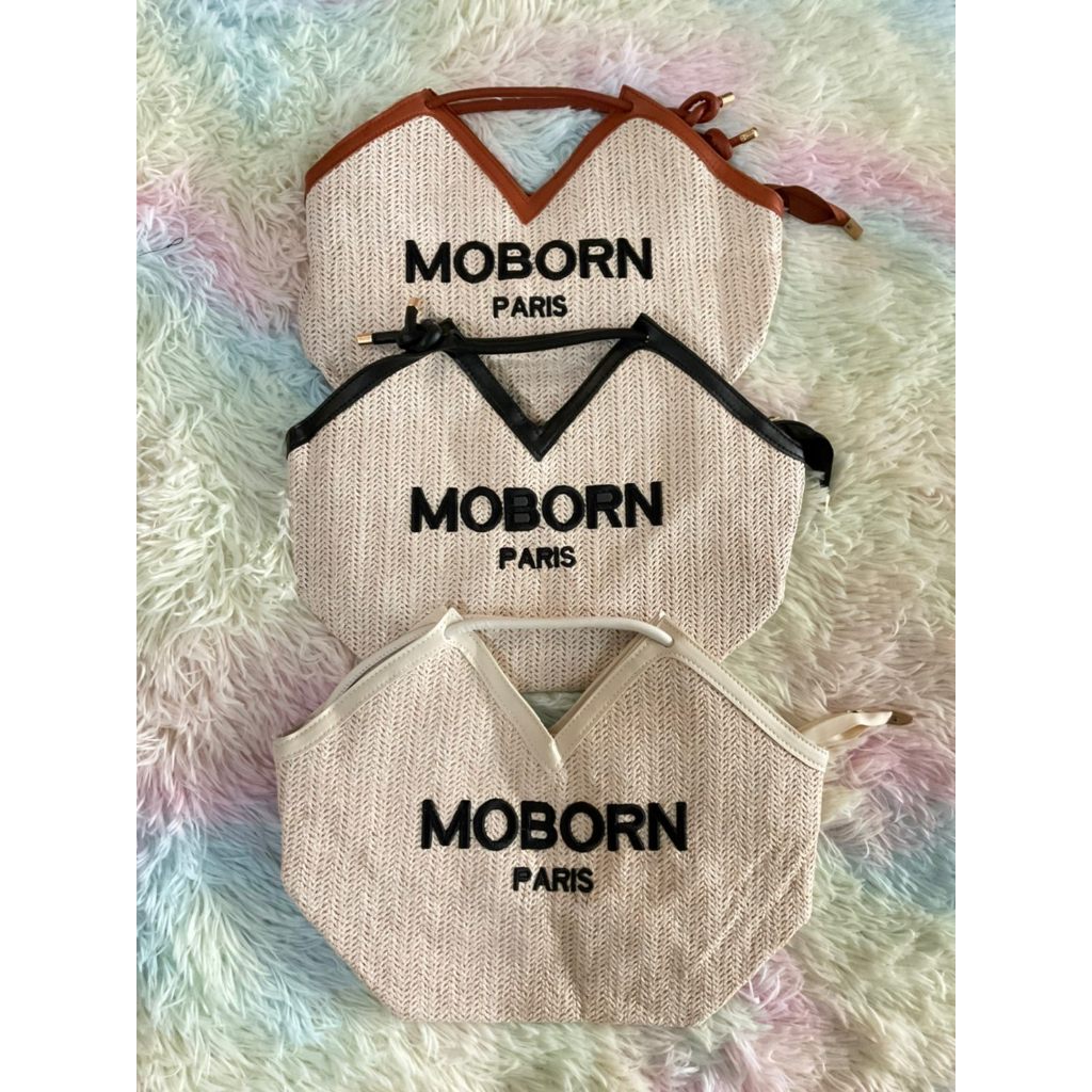 moborn-paris-กระเป๋าสาน-สุดชิลสแบบเก๋สุดๆ-จุของได้เยอะ-มีสี-ดำ-ขาว-น้ำตาล-size-36x28x15-cm