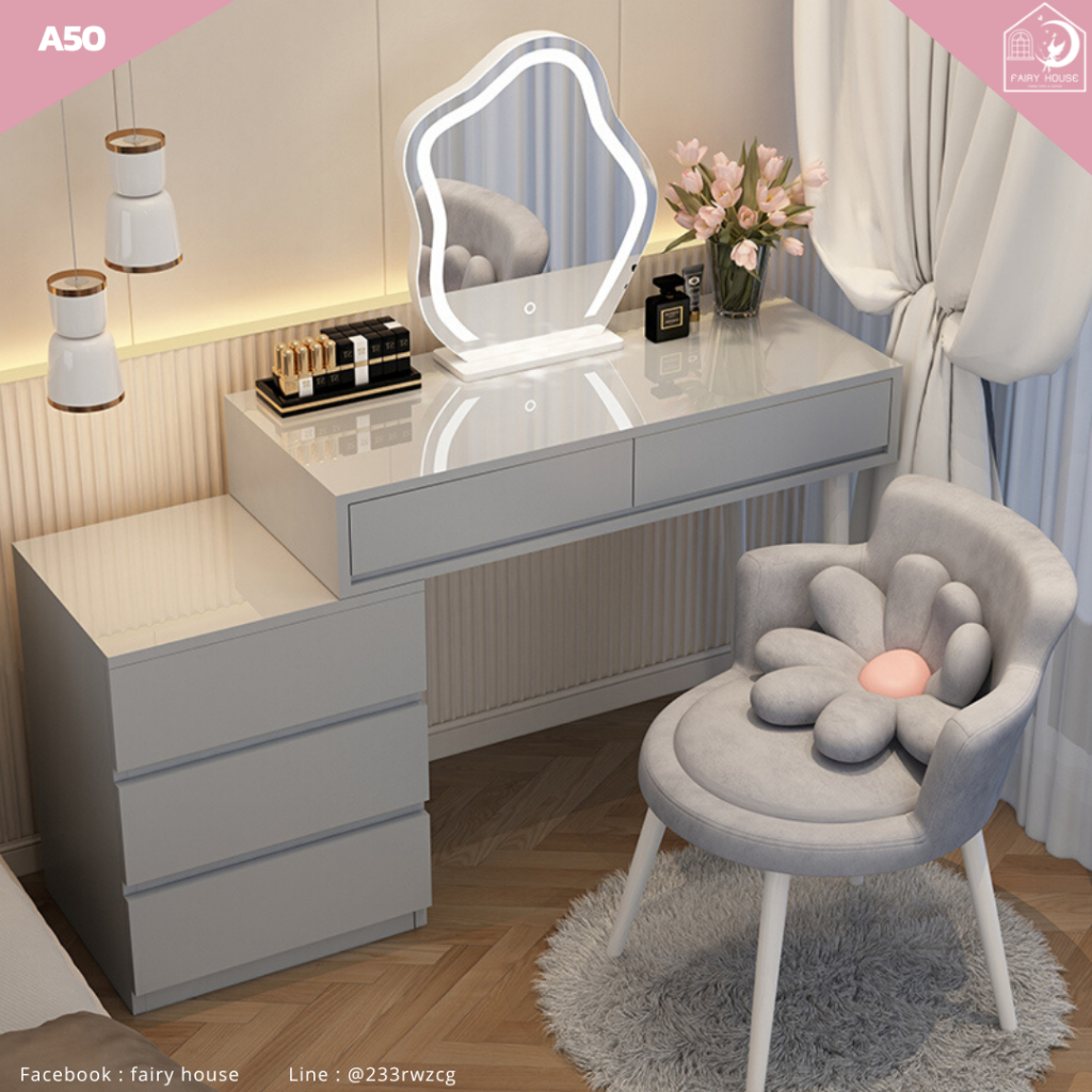 ออกใบกำกับได้-โต๊ะเครื่องแป้ง-มินิมอล-มีช่องเก็บของ-a50