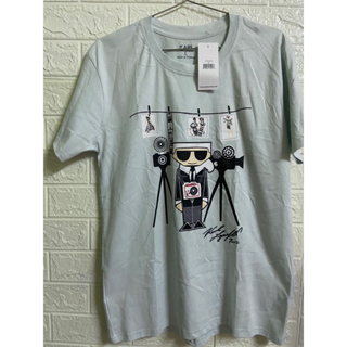 Karl Lagerfeld t-shirt Light blue L ลายใหม่