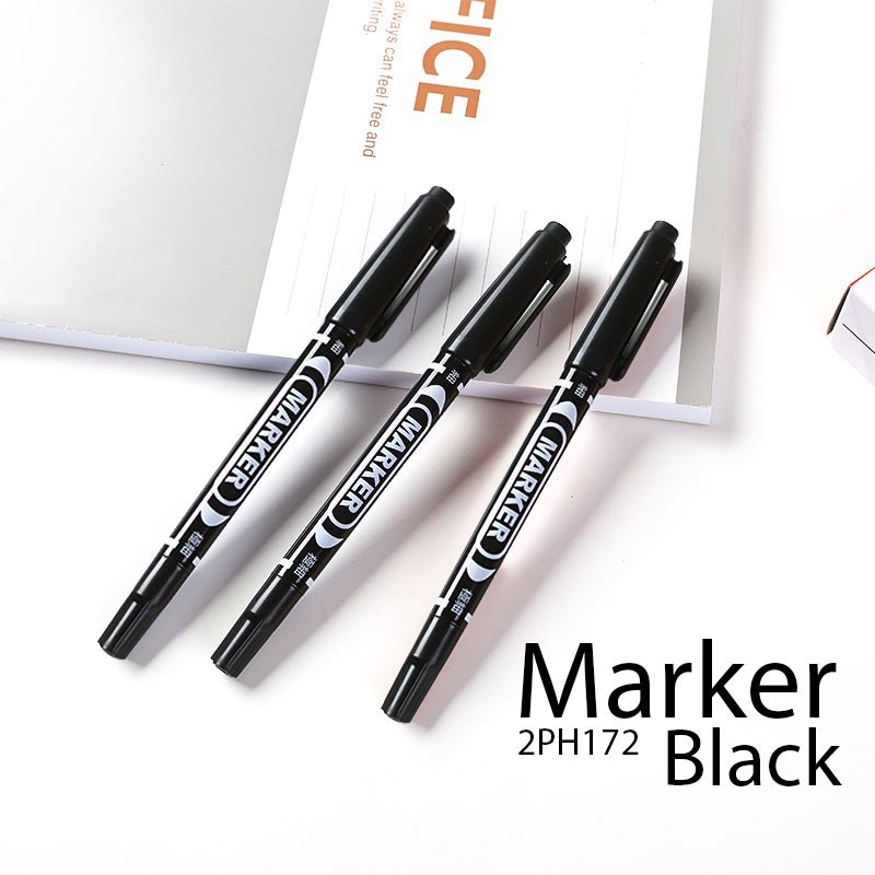พร้อมส่ง-ปากกาเขียนรูปโพราลอยด์-2-หัว-ปากกาเพอร์มาเน้นท์-ปากกากันน้ำ-ปากกาเคมี