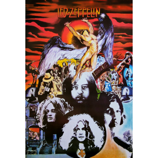 โปสเตอร์ กราฟฟิก วงดนตรี ร็อค Led Zeppelin Collage POSTER 24”x35” นิ้ว Jimmy Page John Bonham Robert Plant John Paul V2