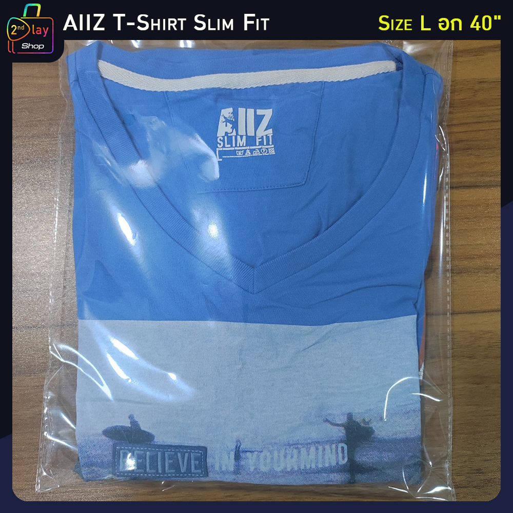 aiiz-polo-striped-t-shirts-เอ-ทู-แซด-เสื้อยืดสีฟ้า-ลายพิมพ์