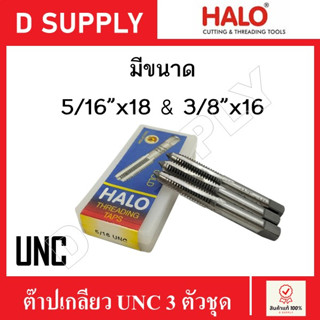 HALO ดอกต๊าปเกลียว UNC 3 ตัวชุด ขนาด 5/16"x18 และ 3/8"x16 (Hand Taps) ลดราคา กล่องเลอะน้ำมัน