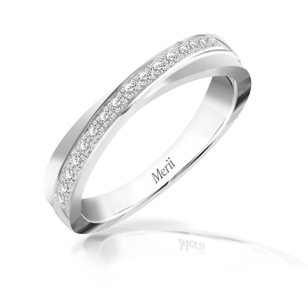 Merii แหวนเงินประดับ CZ ขนาด 1.2 มม. ดีไซน์แหวนแถวคล้องกัน | Shopee ...
