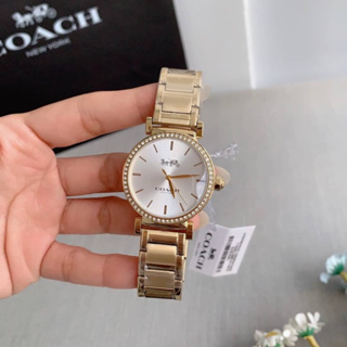 (ผ่อน0%) นาฬิกา COACH MADISON CRYSTAL WATCH 14503578 หน้าปัดล้อมคริสตัล 34 มม. สายสแตนเลส สีทอง