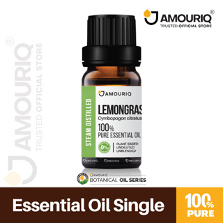 AMOURIQ® นํ้ามันหอมระเหยตะไคร้ บริสุทธิ์ กลั่นไอน้ำเข้มข้น 100% Pure Lemongrass Essential Oil Steam-Distilled Aroma SPA