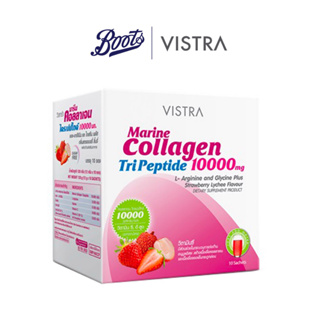 Vistra Colla 10000Mg Straw 10Sac   วิสทร้า มารีนคอลลาเจนไตรเปปไทด์ 10000 มก.รสสตรอเบอร์รี่ ผลิตภัณฑ์เสริมอาหารคอลลาเจนที่ผ่านกระบวนการย่อยจนมีโครงสร้างขนาดเล็กดูดซึมง่ายกว่าสูตรปกติ 3 เท่าช่วยในการลดเลือนริ้วรอยอย่างเร่งด่วนขนาด 10ซอง