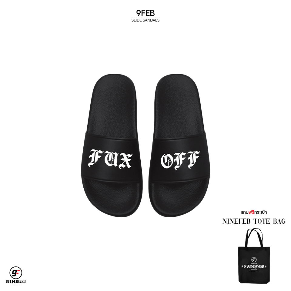 ภาพหน้าปกสินค้า9FEB AX008 FUX OFF slide sandals แถมฟรี TOTE BAG NINEFEB จากร้าน 9feb.store บน Shopee