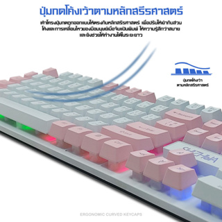 ภาพขนาดย่อของภาพหน้าปกสินค้าShiZhua คีบอร์ดเกมมิ่ง มีไฟLED สายรุ้ง7สี สำหรับคอมพิวเตอร์ แล็ปท็อปในการเล่นเกมหรือทำงาน สติกเกอร์ตัวอักษรภาษาไทย A-058 จากร้าน hwanhwanshop บน Shopee ภาพที่ 6