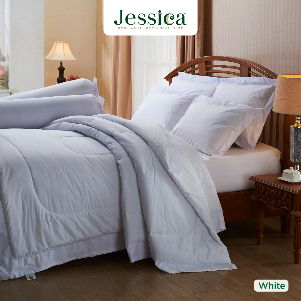 Jessica Cotton mix White สีขาว ชุดเครื่องนอน ผ้าปูที่นอน ผ้าห่มนวม เจ ...